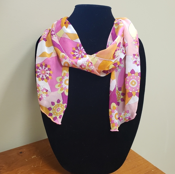 3/$15! Summery sheer scarf Bright pink/orange/yellow - Picture 2 of 2